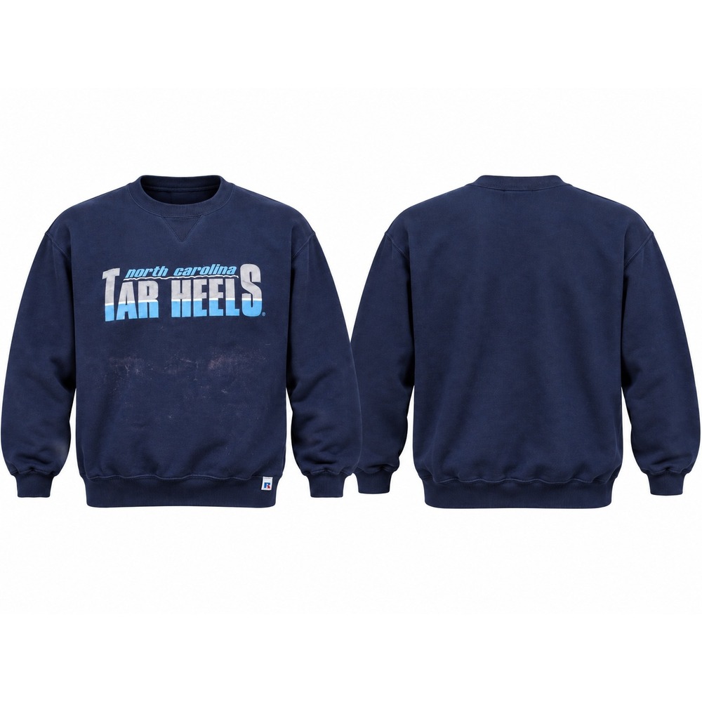 Vintage Russell Athletic North Carolina Tar Heels Sweatshirt Navy Blue XL USA